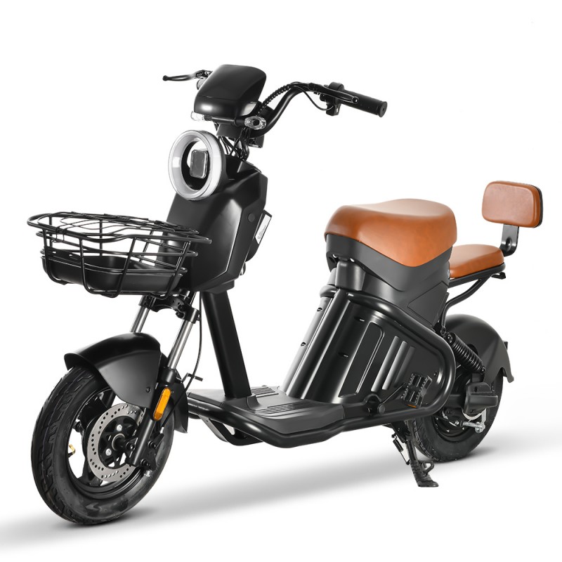 Two-Seat Battery-Optional Electric Moped Scooter Bicycle