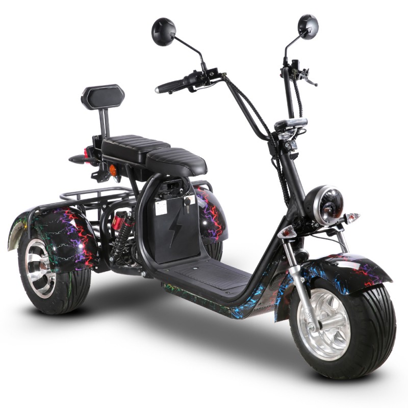Road Legal EEC COC 3 Wheels Electric Motorcycle 2000W Motor Scooter 2 Seats Trike for Adult