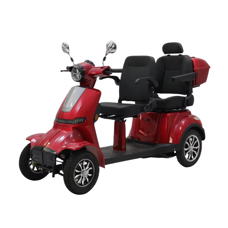 Two-seater Electric Scooter for Disabled People 1000W Four-wheel Anti-skid Motorcycle with Tail Box